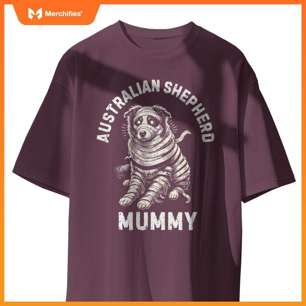 Australian Shepherd Mummy Funny Dog Halloween Costume T-Shirt