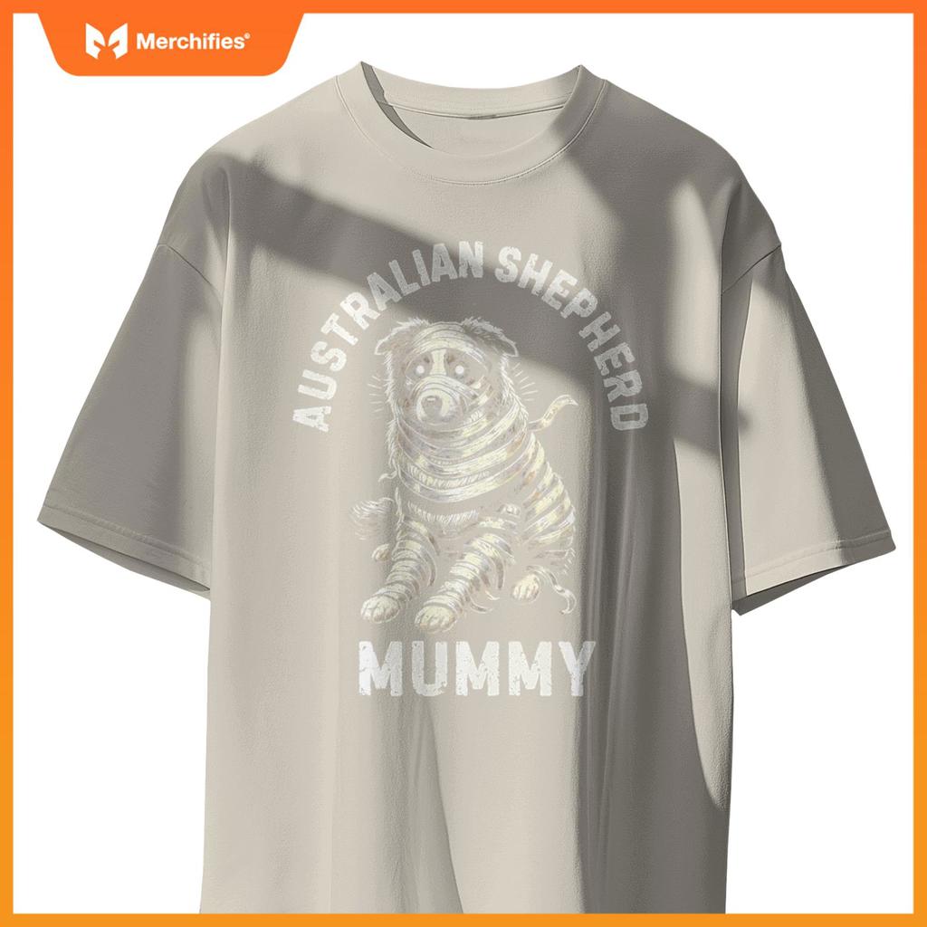 Australian Shepherd Mummy Funny Dog Halloween Costume T-Shirt