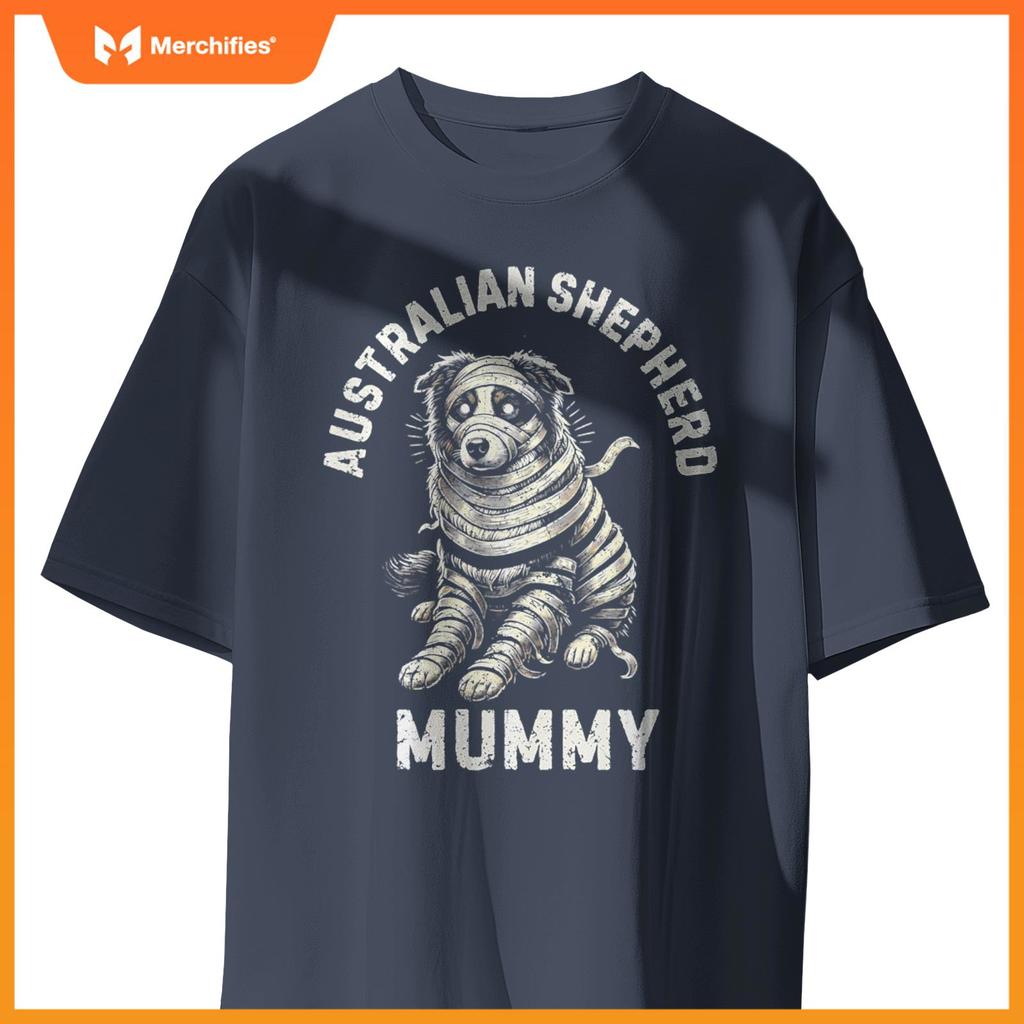 Australian Shepherd Mummy Funny Dog Halloween Costume T-Shirt