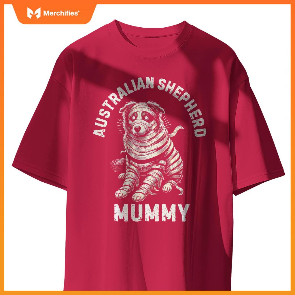 Australian Shepherd Mummy Funny Dog Halloween Costume T-Shirt