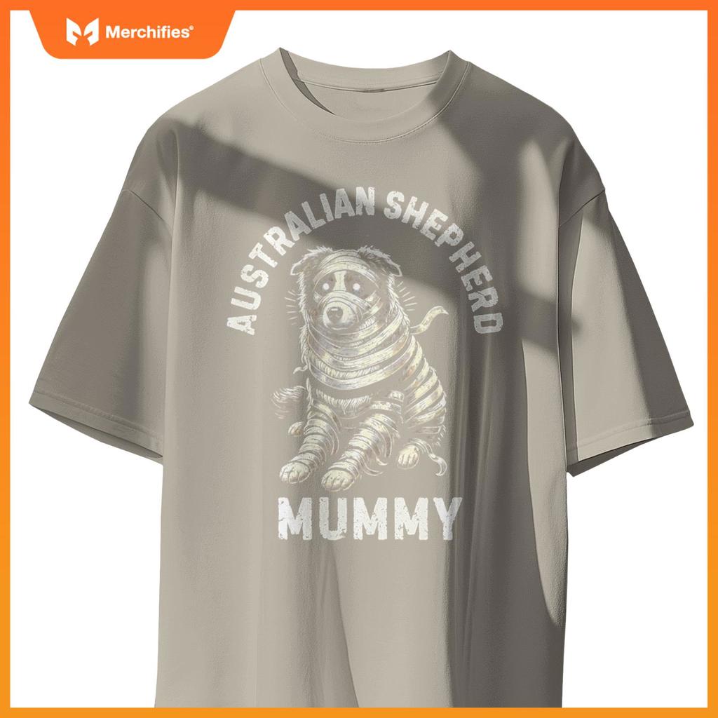 Australian Shepherd Mummy Funny Dog Halloween Costume T-Shirt