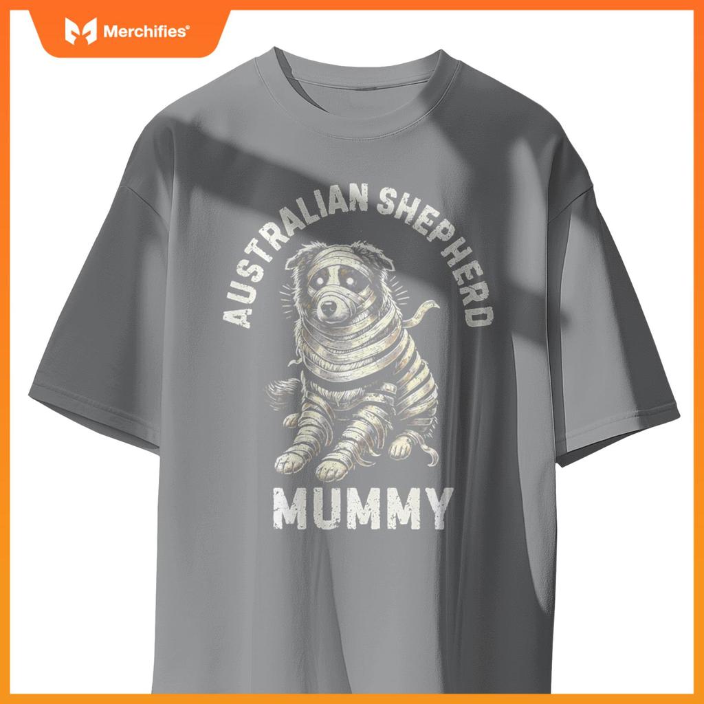Australian Shepherd Mummy Funny Dog Halloween Costume T-Shirt