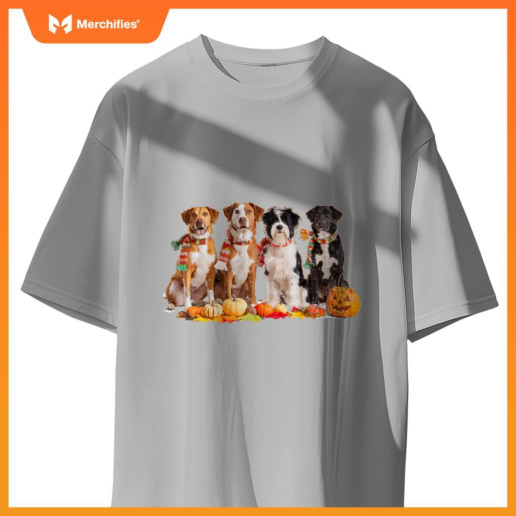 Autumn Dogs and Pumpkins Halloween for Pet Lovers T-Shirt
