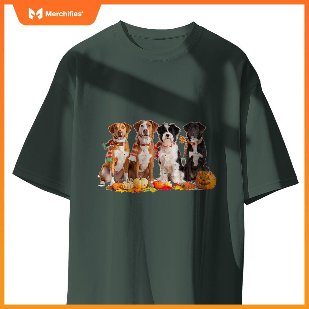 Autumn Dogs and Pumpkins Halloween for Pet Lovers T-Shirt