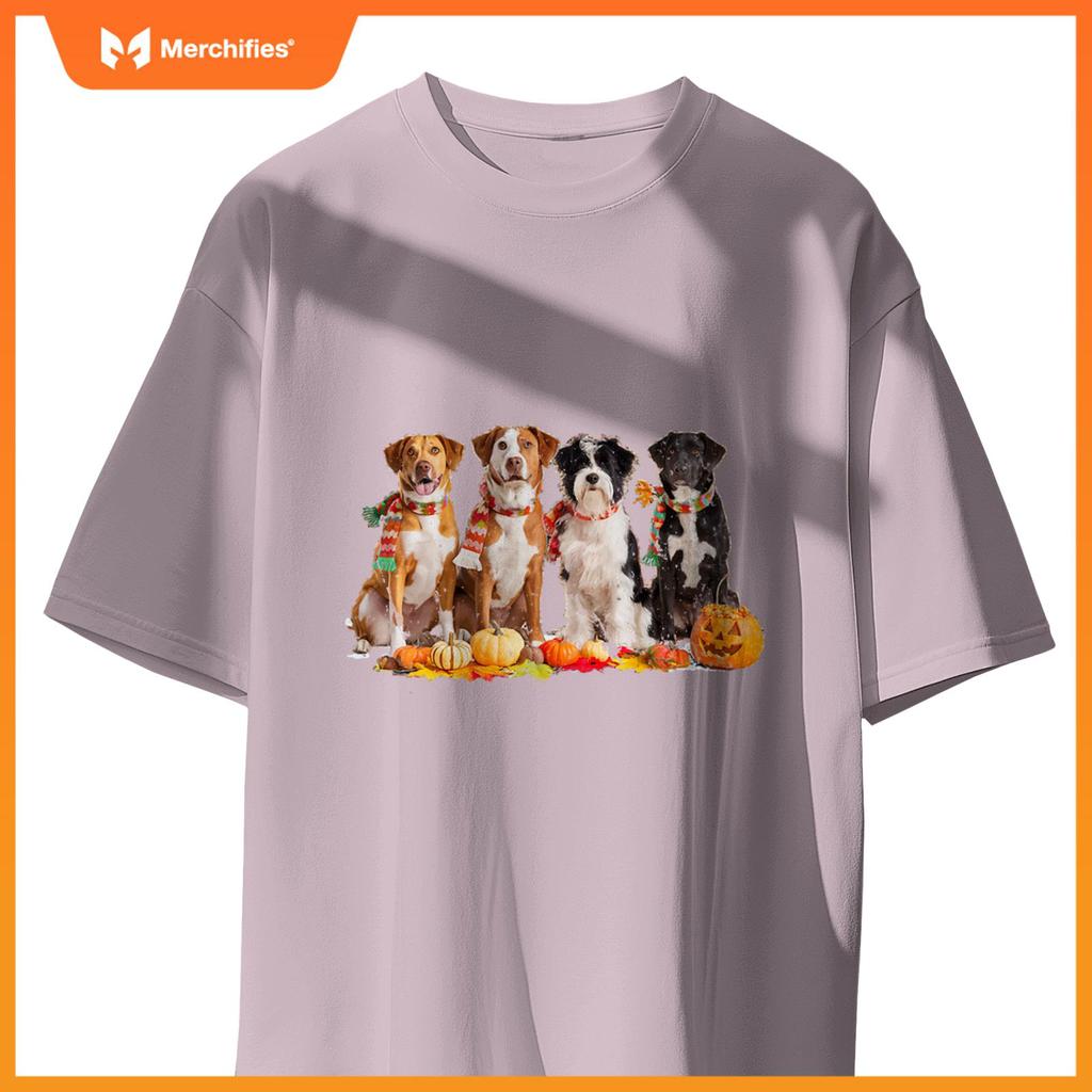 Autumn Dogs and Pumpkins Halloween for Pet Lovers T-Shirt