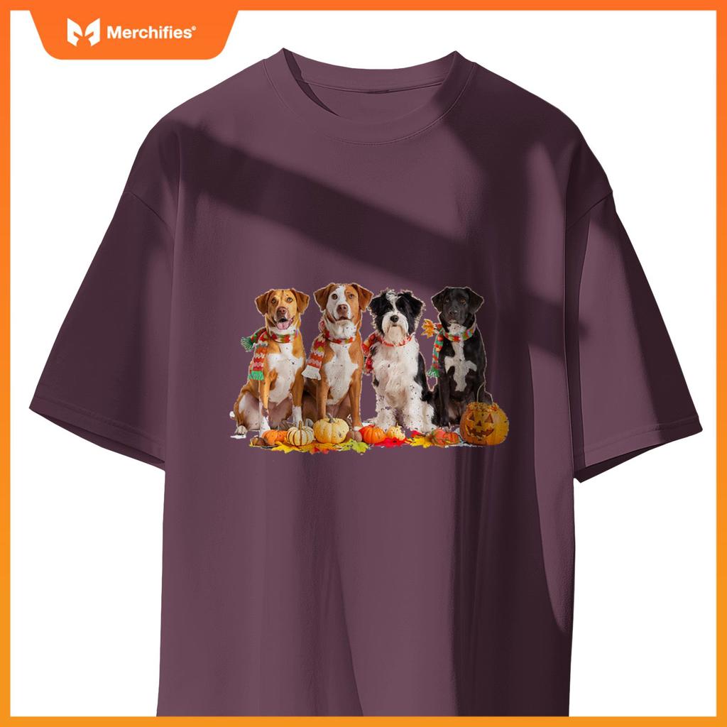 Autumn Dogs and Pumpkins Halloween for Pet Lovers T-Shirt