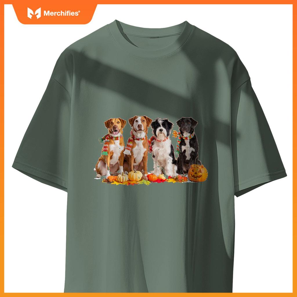 Autumn Dogs and Pumpkins Halloween for Pet Lovers T-Shirt