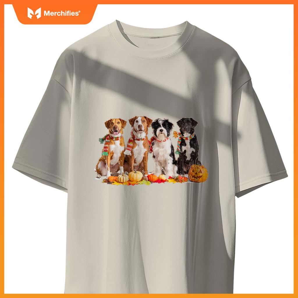 Autumn Dogs and Pumpkins Halloween for Pet Lovers T-Shirt