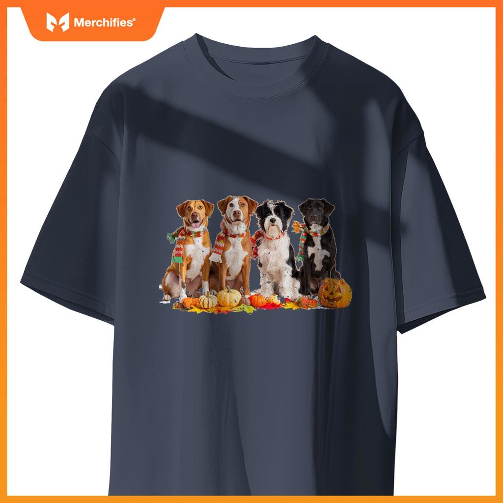 Autumn Dogs and Pumpkins Halloween for Pet Lovers T-Shirt