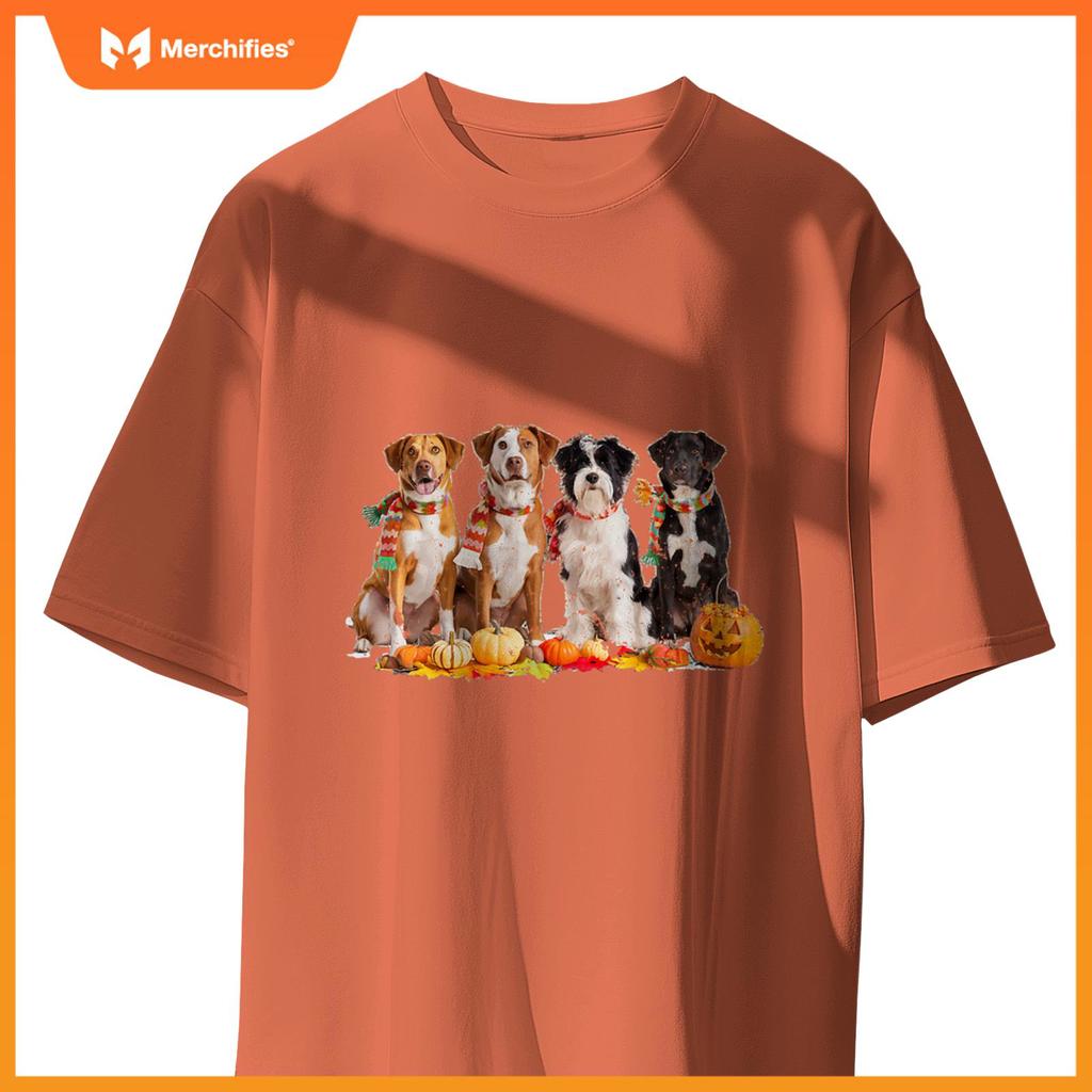 Autumn Dogs and Pumpkins Halloween for Pet Lovers T-Shirt