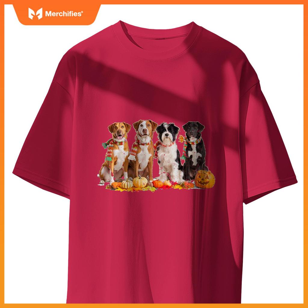 Autumn Dogs and Pumpkins Halloween for Pet Lovers T-Shirt