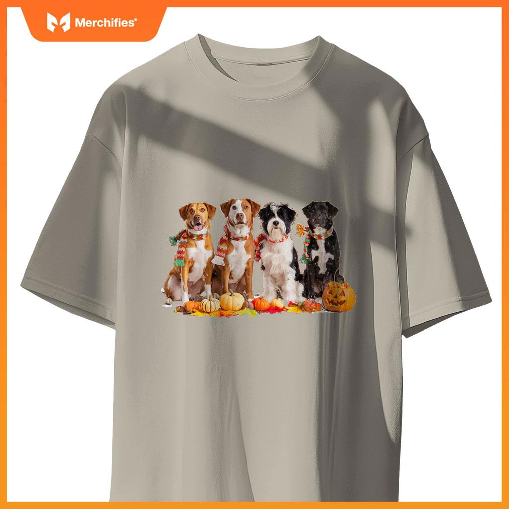 Autumn Dogs and Pumpkins Halloween for Pet Lovers T-Shirt
