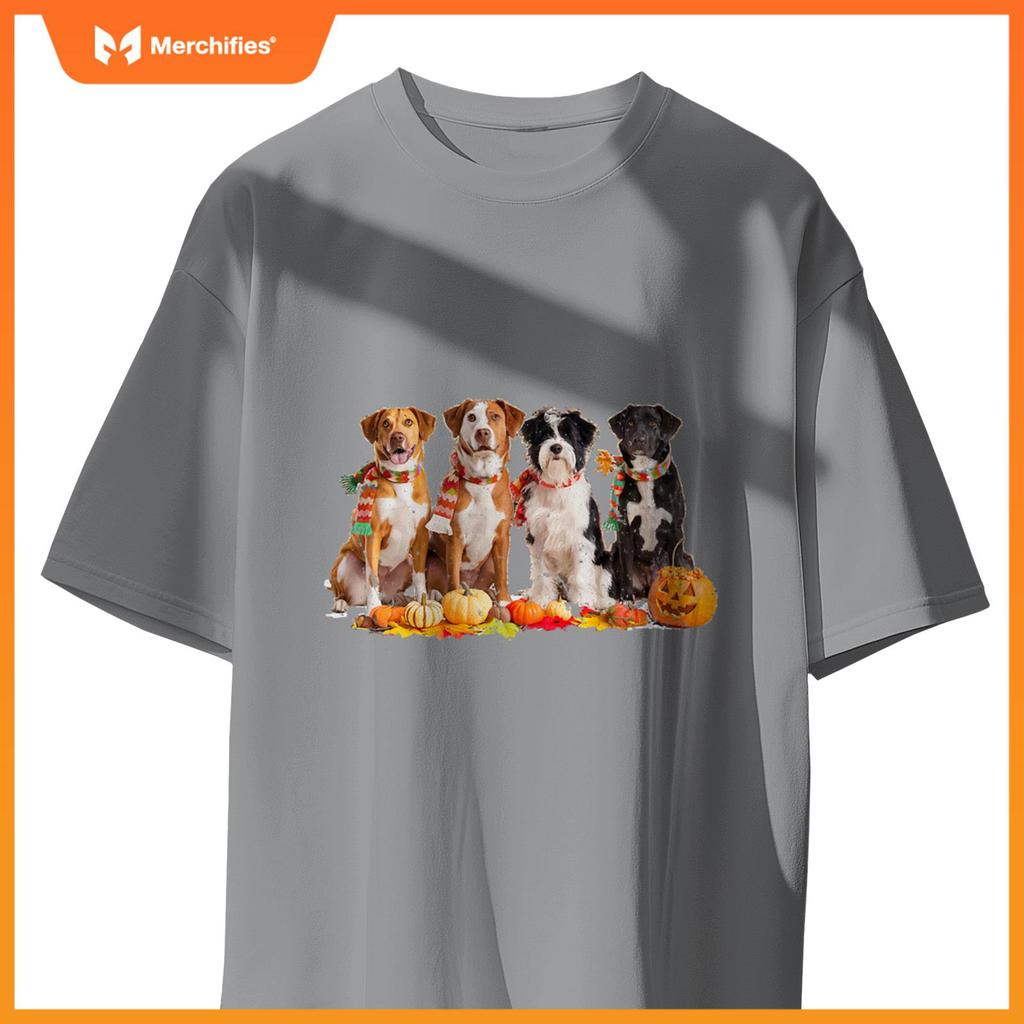 Autumn Dogs and Pumpkins Halloween for Pet Lovers T-Shirt