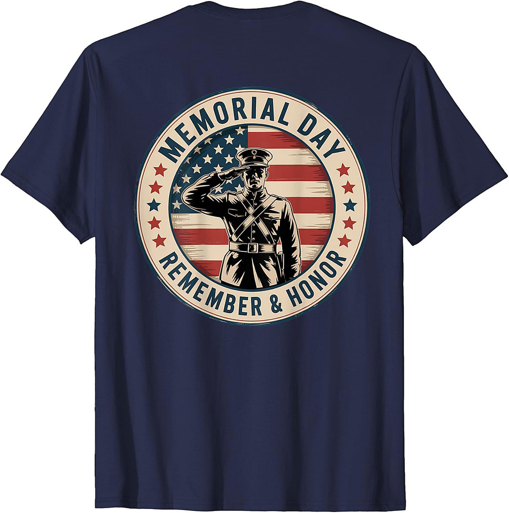 Memorial Day Remember Honor On Back Patriotic Veterans Men T-Shirt