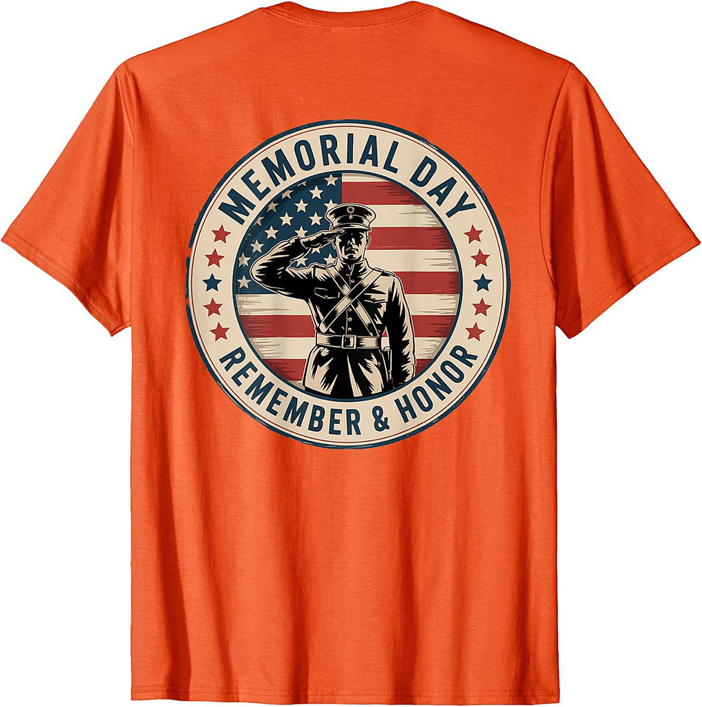 Memorial Day Remember Honor On Back Patriotic Veterans Men T-Shirt