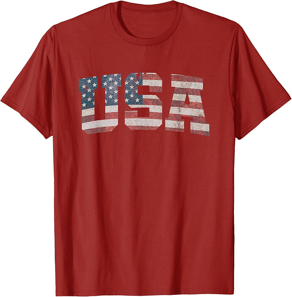USA US Flag Patriotic 4th of July America Women Girls Men T-Shirt