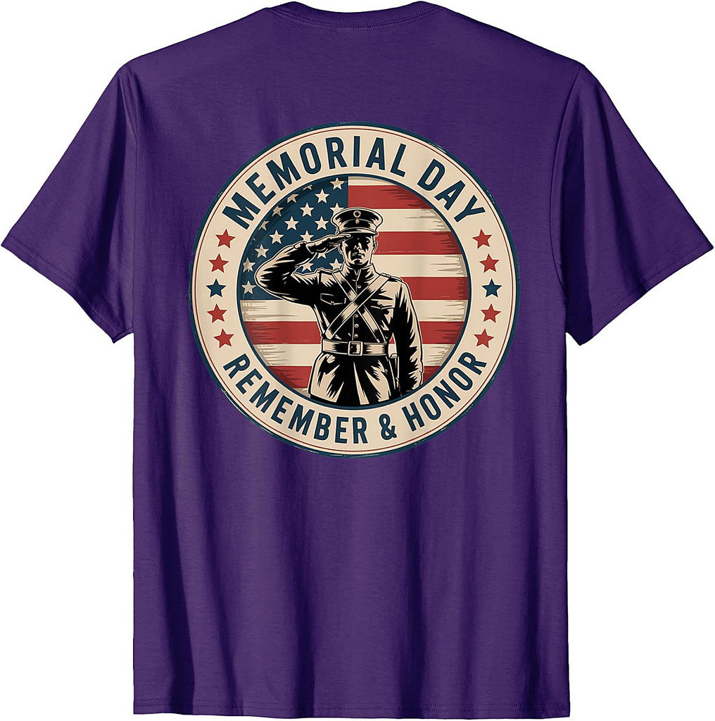 Memorial Day Remember Honor On Back Patriotic Veterans Men T-Shirt