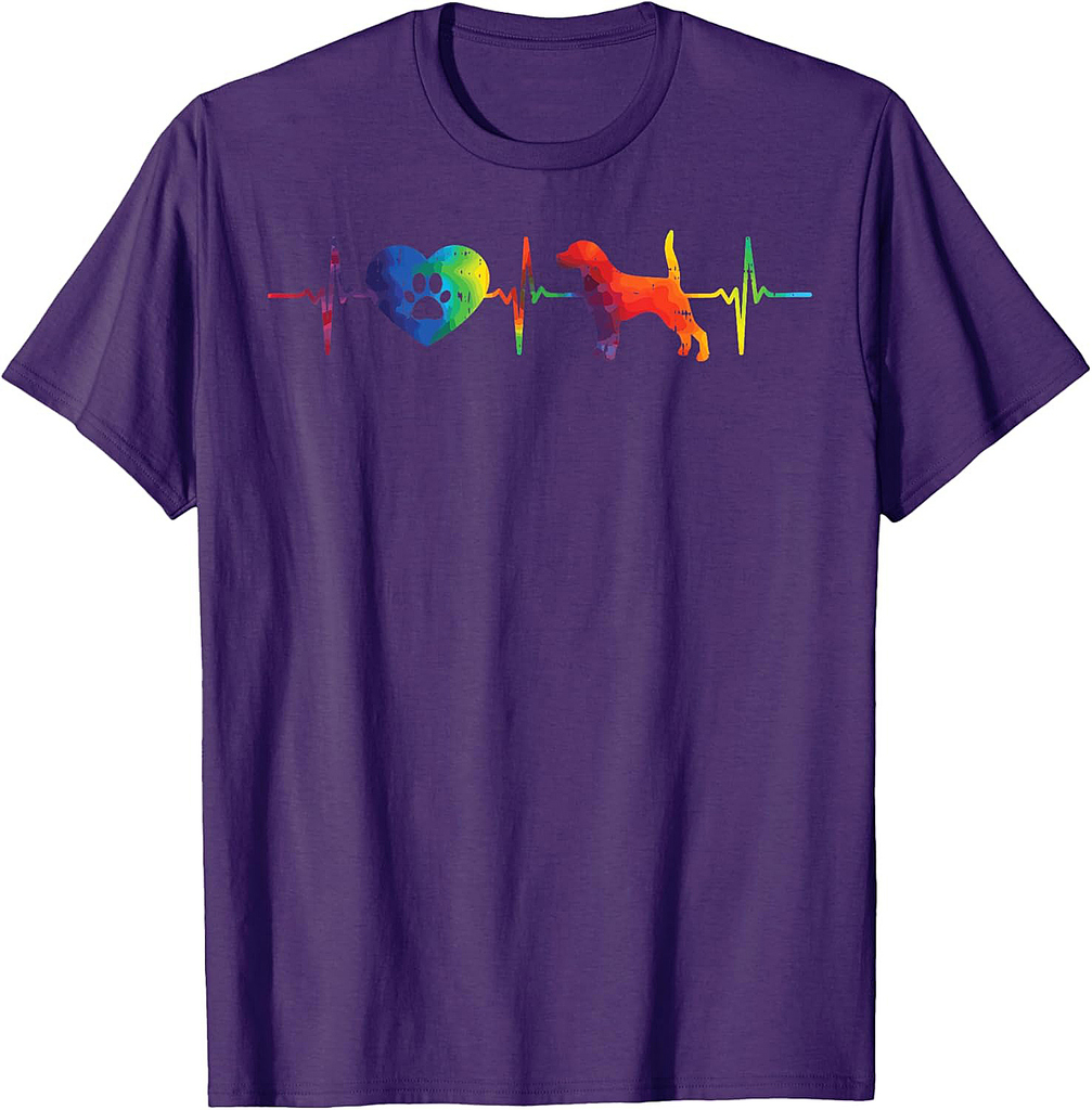 Heartbeat Beagle Tie Dye Animal Hound Dog Hippie Hippy Gift T-Shirt for Men Women Girls