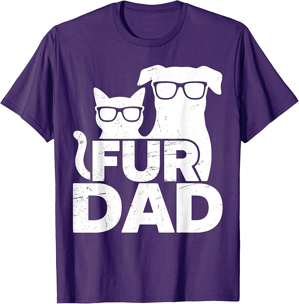 Mens Funny Fathers Day Best Fur Dad Ever Dog Cat Owner T-Shirt