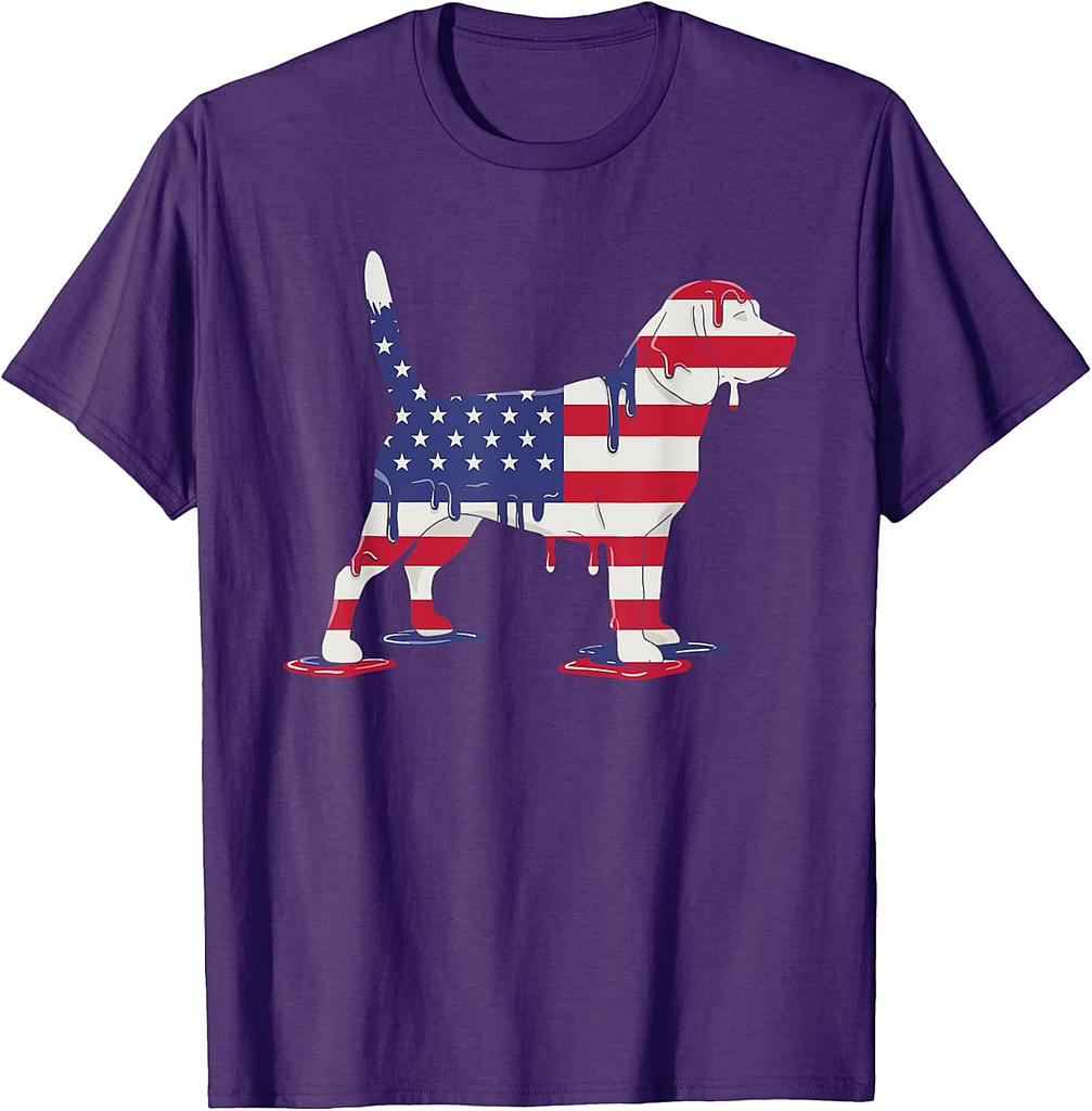 4th of July Beagle Ice Cream Drip American USA Flag T-Shirt