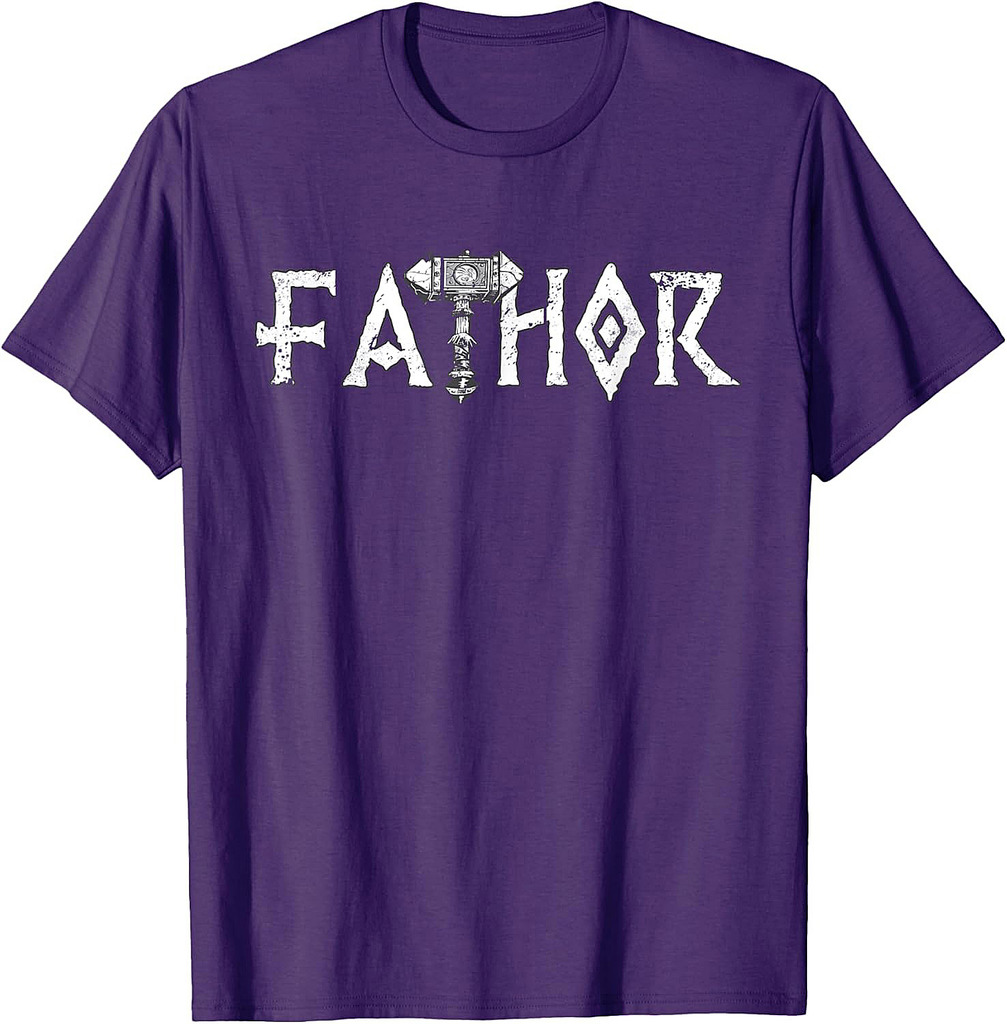 Mens Fathor Like a Dad Just Way Mightier Father's Day Viking T-Shirt