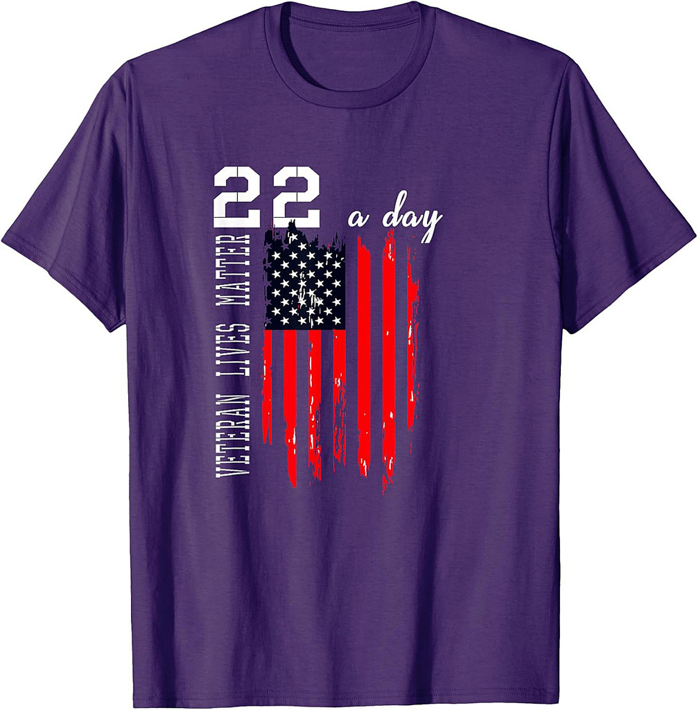 Patriotic Veteran Lives P.T.S.D 22 Day Suicide Awareness Women Men T-Shirt