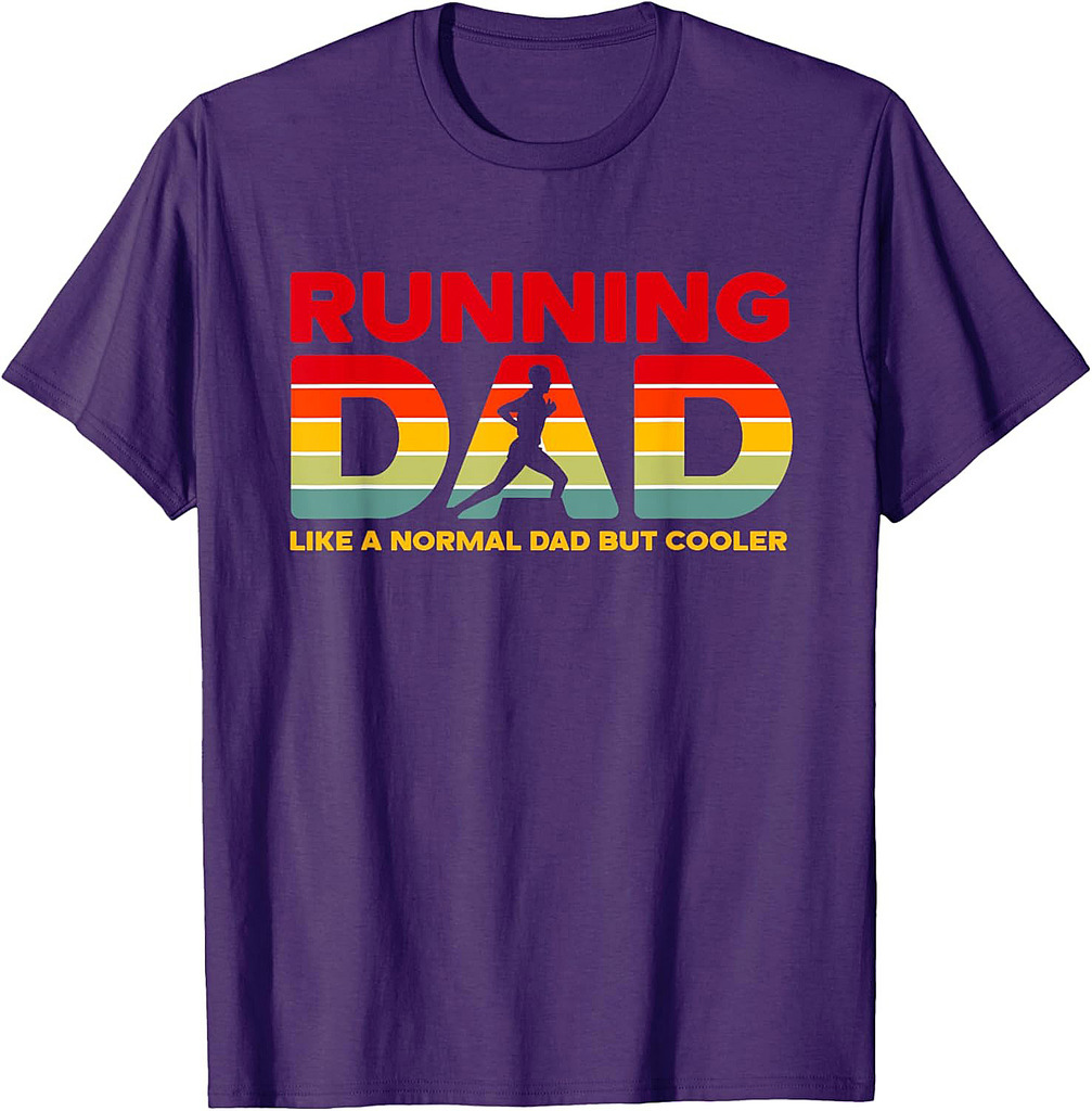Retro Running Dad Apparel  Funny Marathon Father T-Shirt