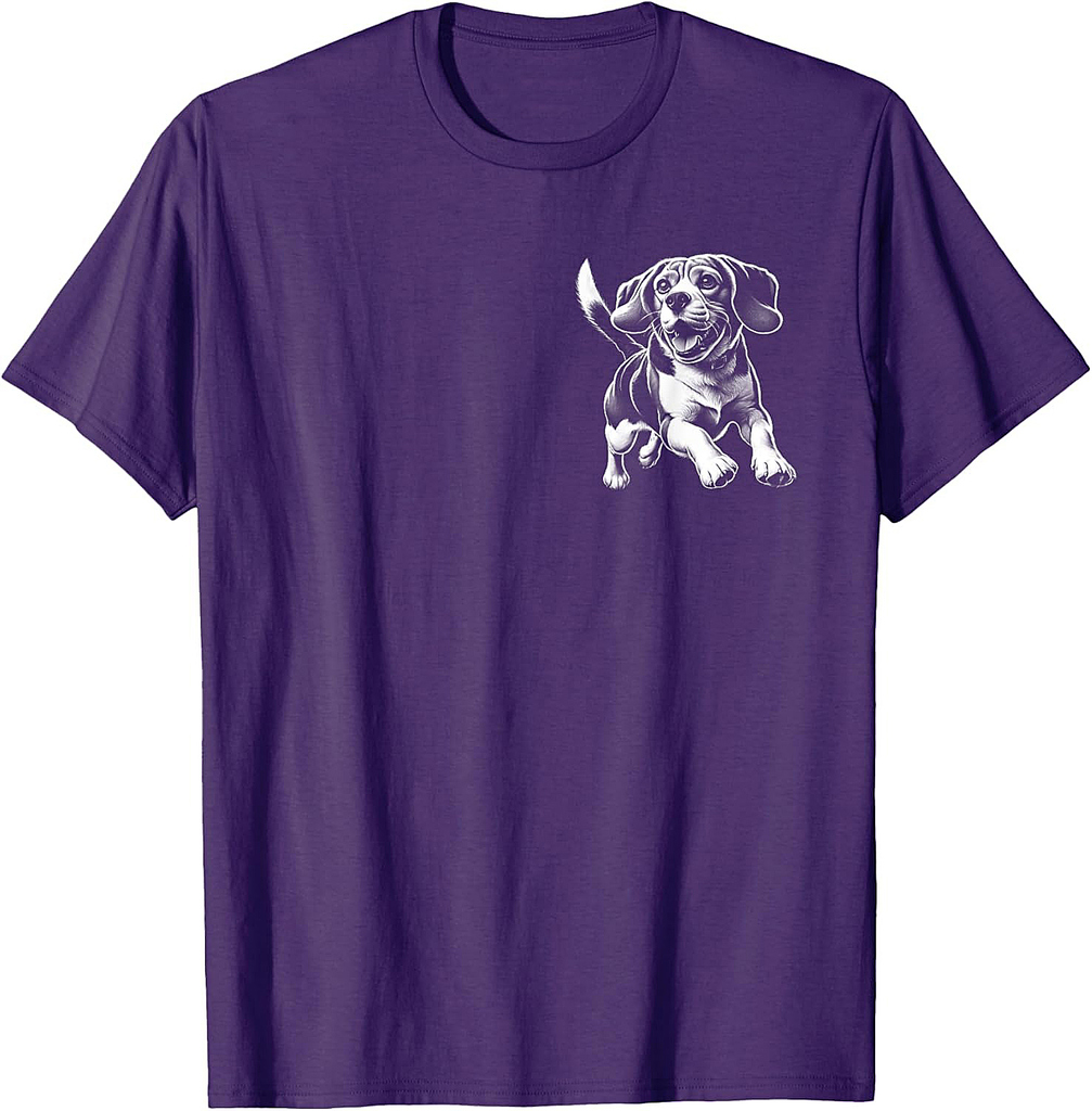 Cheerful Playful Beagle Dog Jumping on Chest T-Shirt