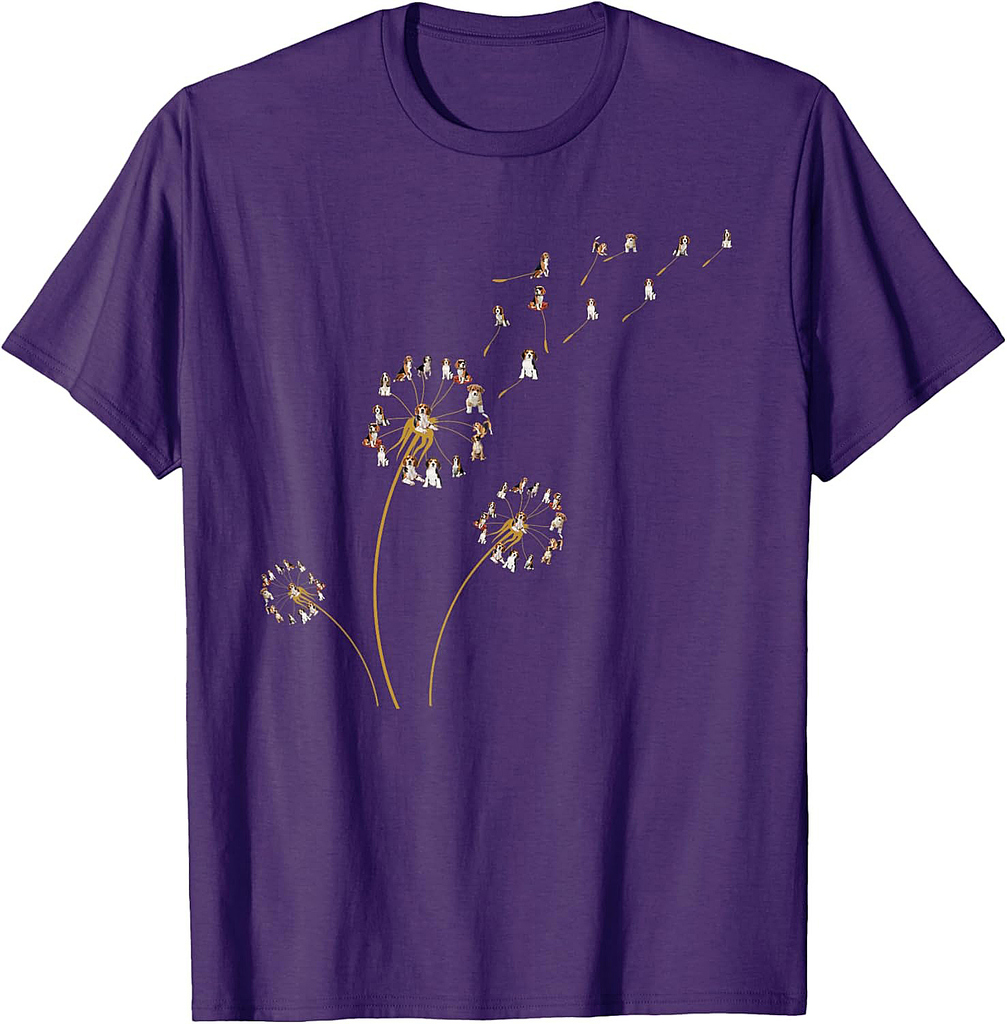 Beagle Dogs Dandelion Flower Dog Lovers Animal Lovers Women T-Shirt