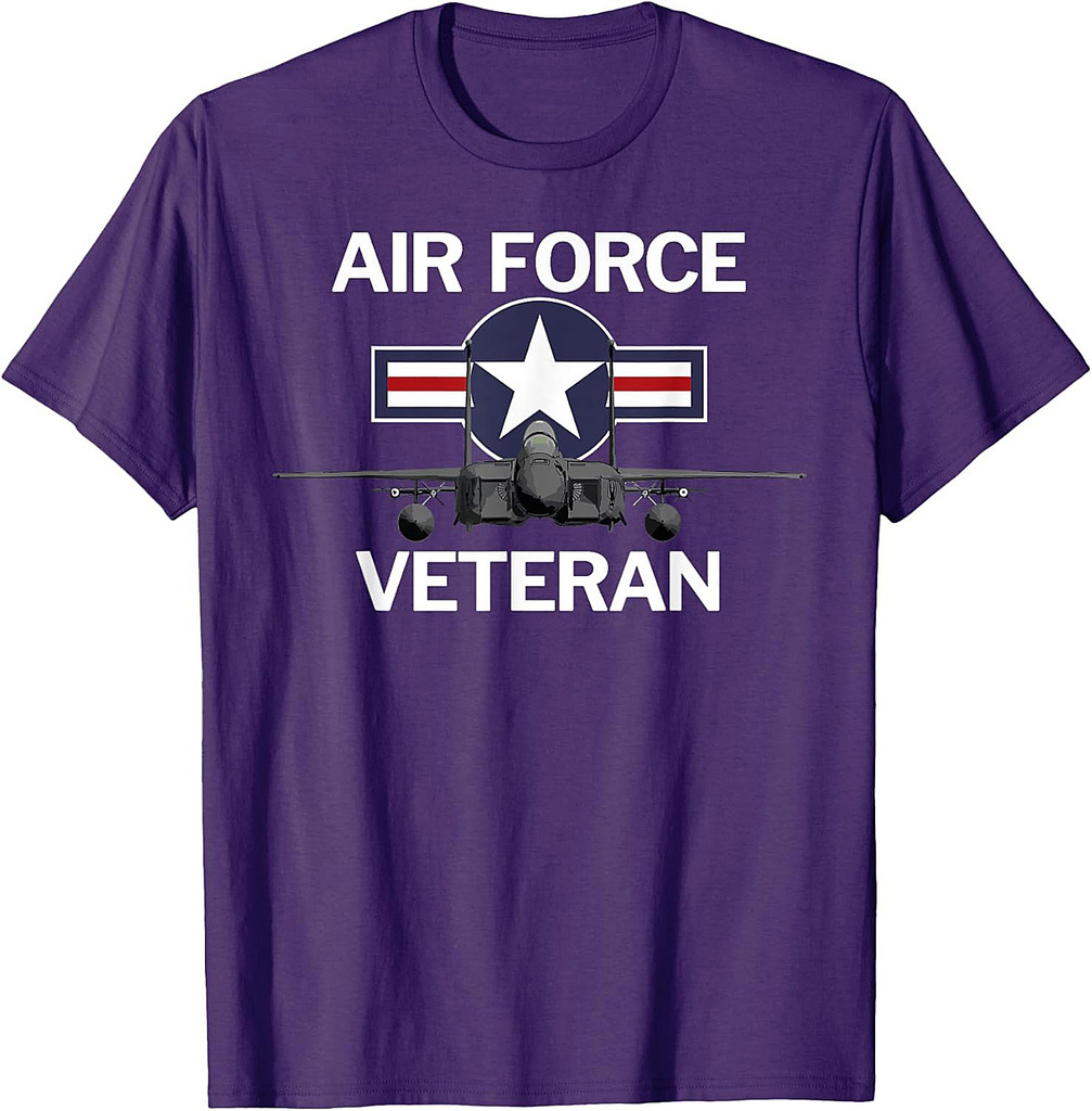 Air Force Veteran T-Shirt with Vintage Roundel and F15 Jet T-Shirt