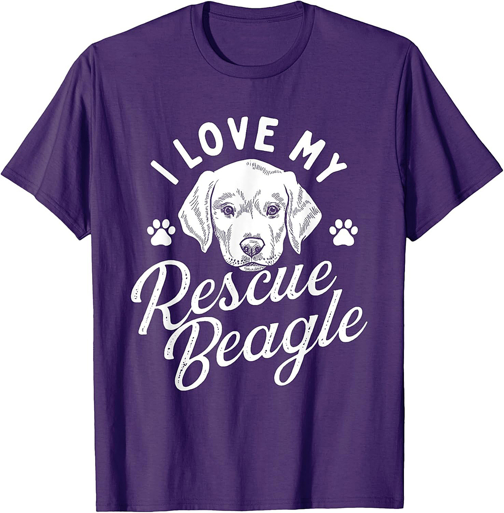 I Love My Rescue Beagle Dog Whisperer Animal Shelter T-Shirt for Men Women Girls