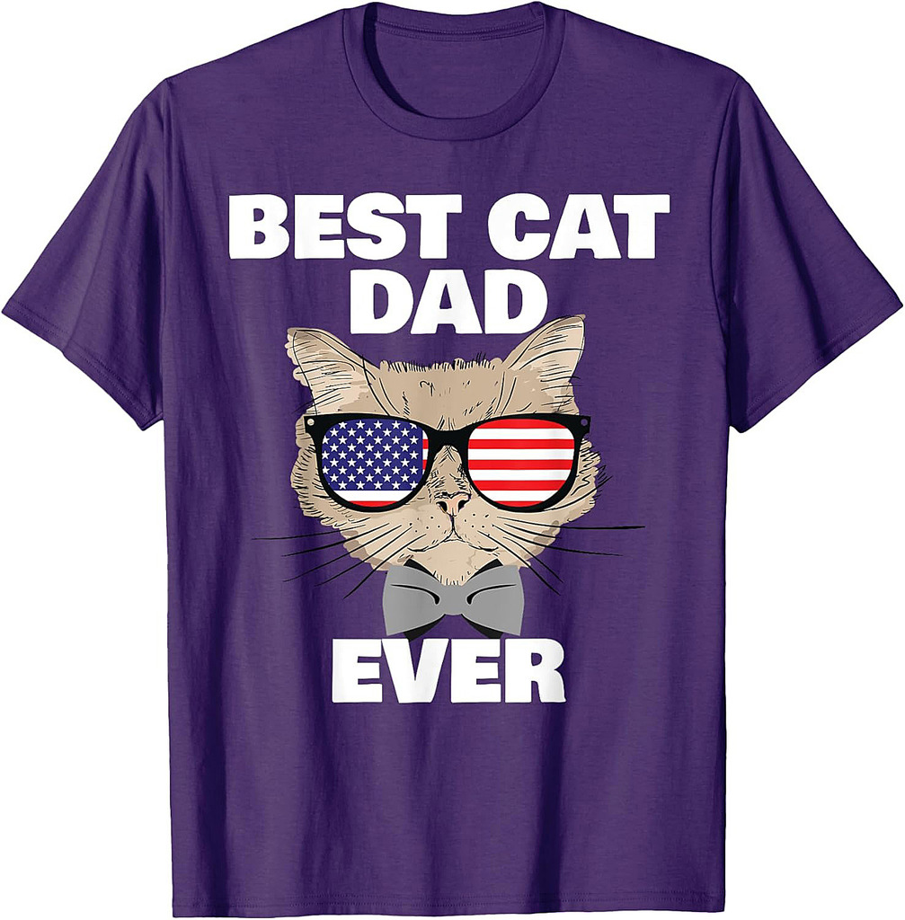 Best Cat Dad Fathers Day Men Daddy Papa Cat With Sunglasses T-Shirt