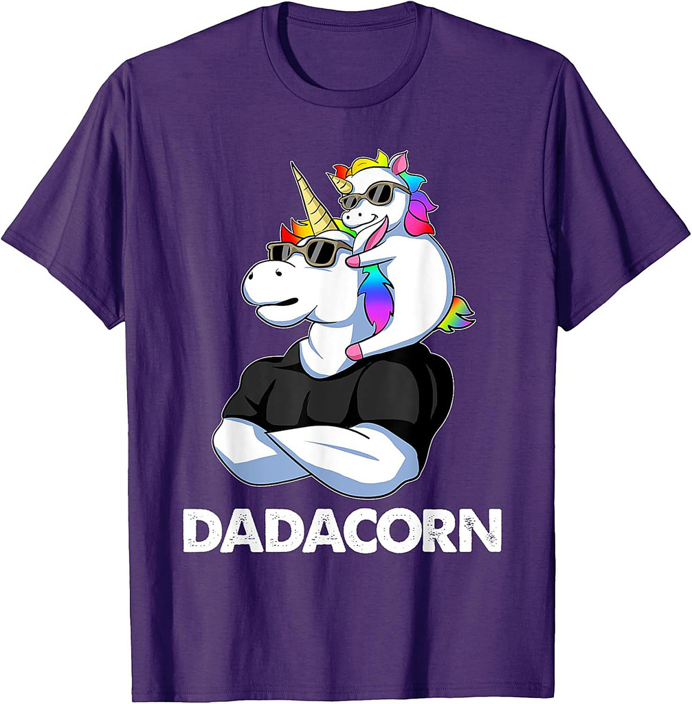 Dadacorn  Unicorn Dad and Baby Christmas Papa Father's Day T-Shirt