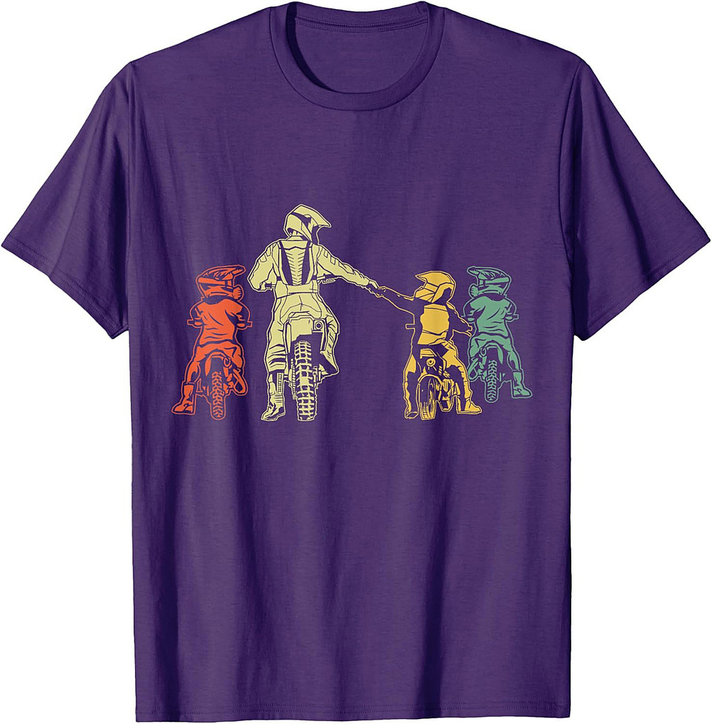 Mens Dirt Bike Motocross Motorcycle Dad With Kids Father T-Shirt