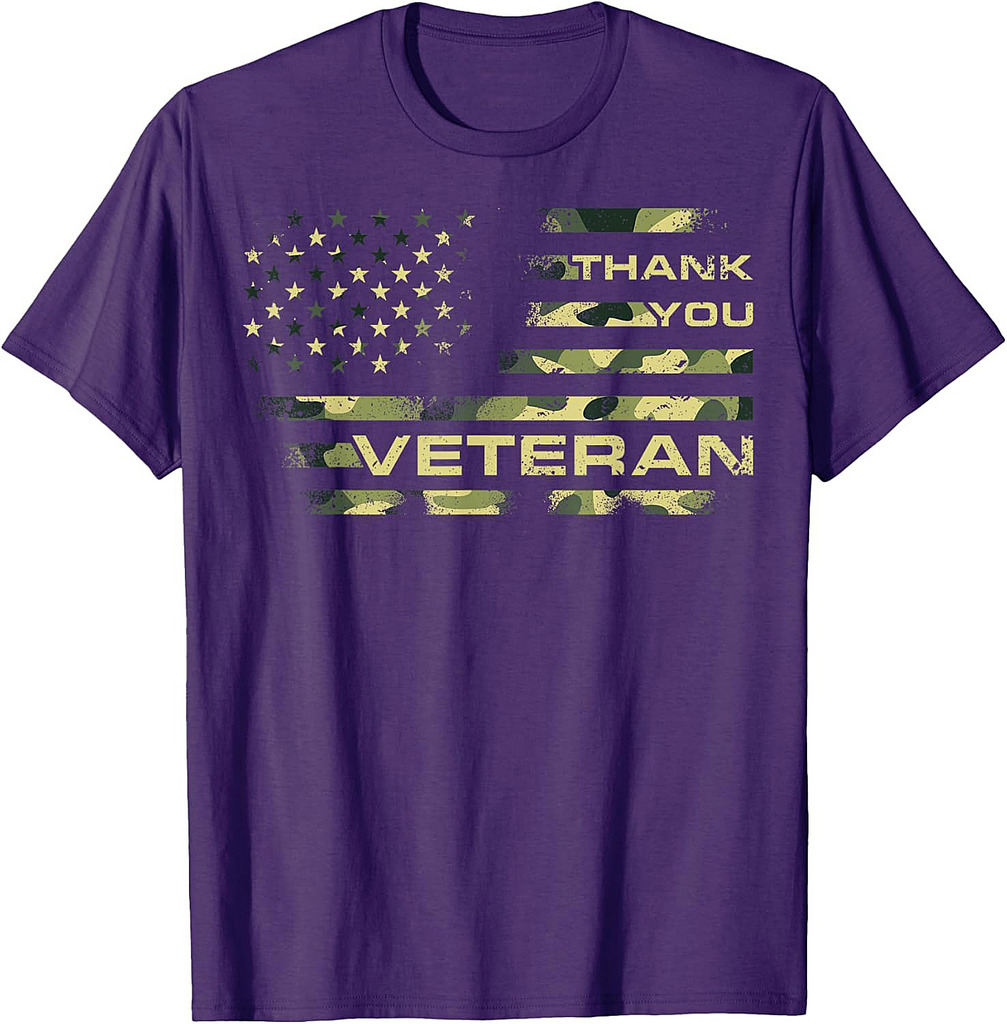 Veterans Day Camouflage American Flag Thank You Veterans T-Shirt