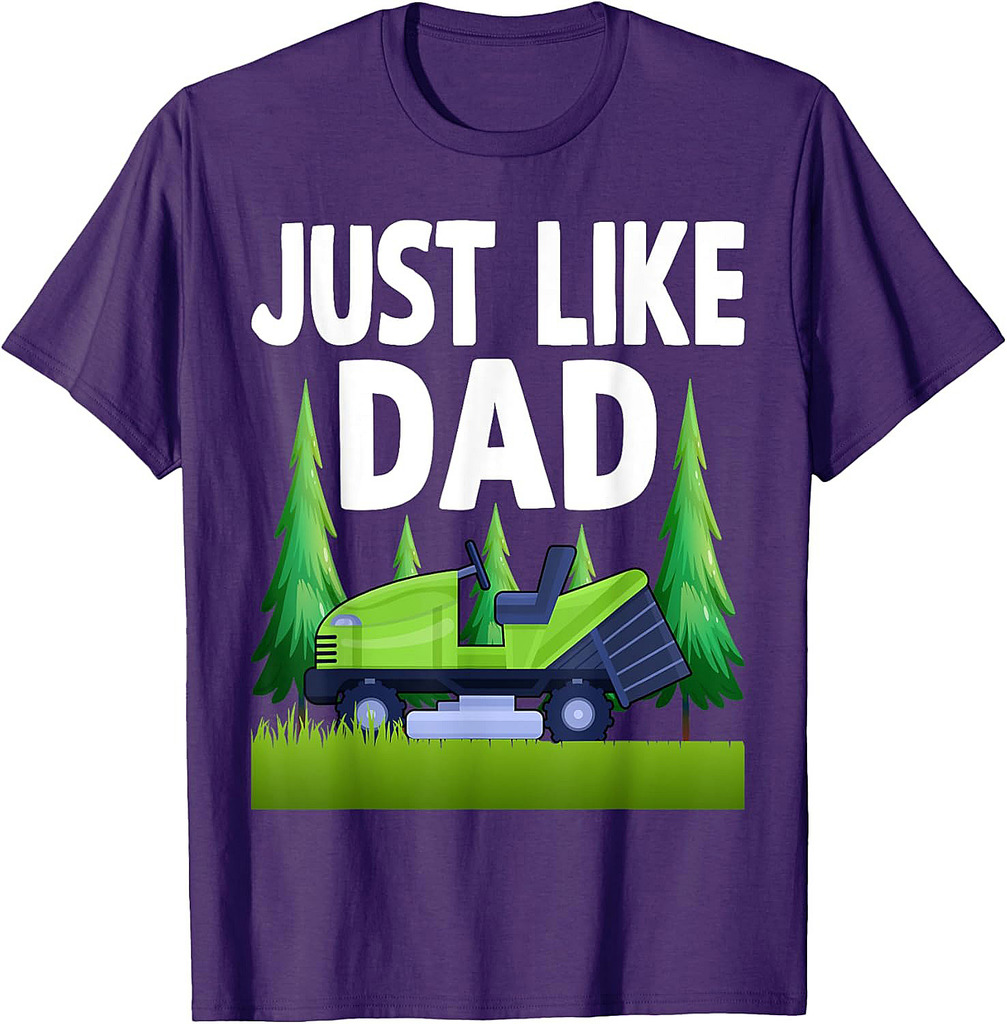 Lawn Mower Kids Boys Mowing Just Like Dad Funny Mow T-Shirt