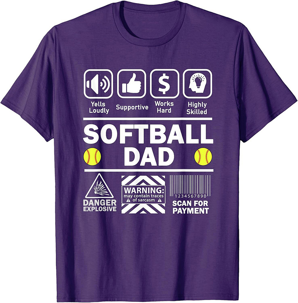Softball Dad Funny Contents of Sports Father T-Shirt