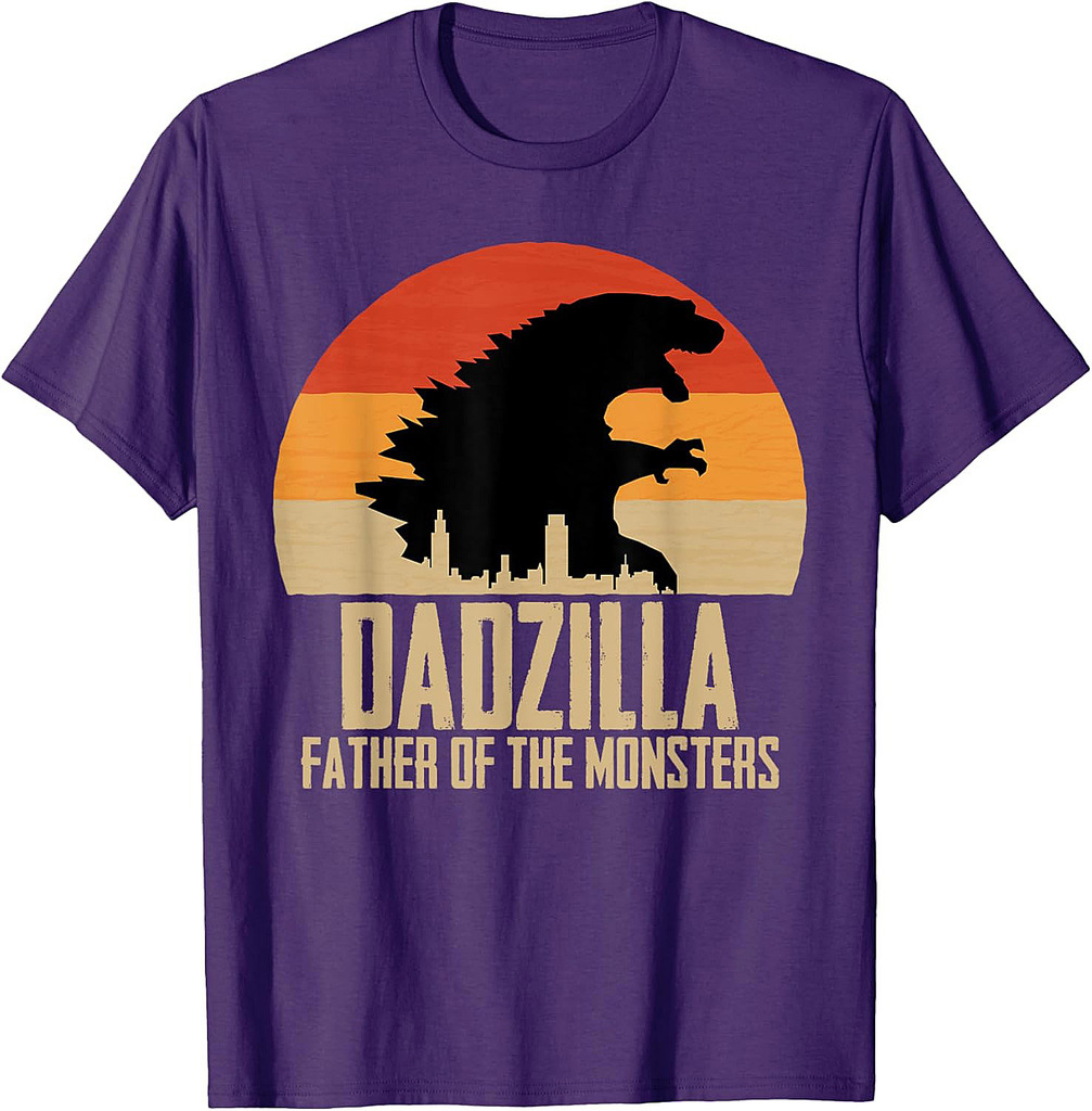 Dinosaur Dad Monsters Father's Day Dadzilla Dino Sunset T-Shirt
