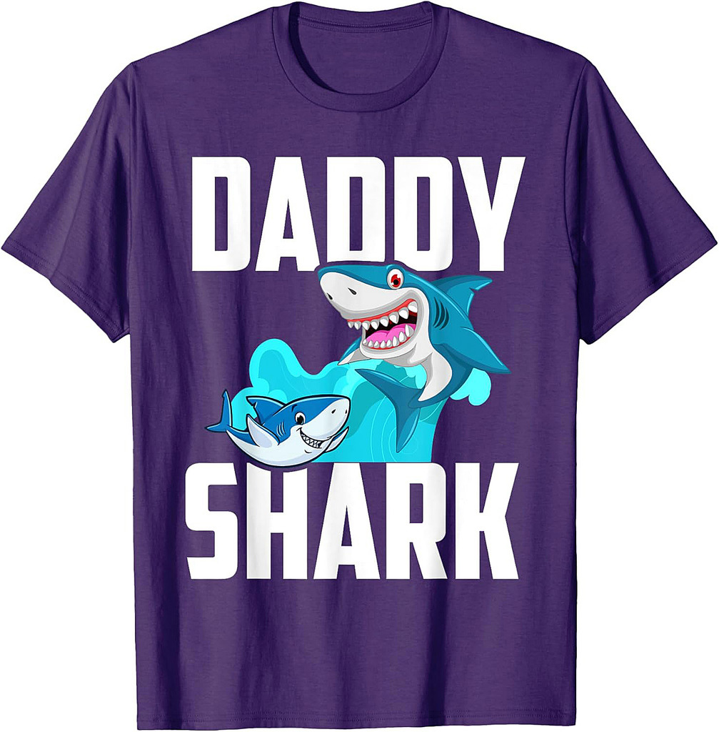 Daddy Shark Fathers Day Cute Ocean Animal Papa Dad Pops T-Shirt