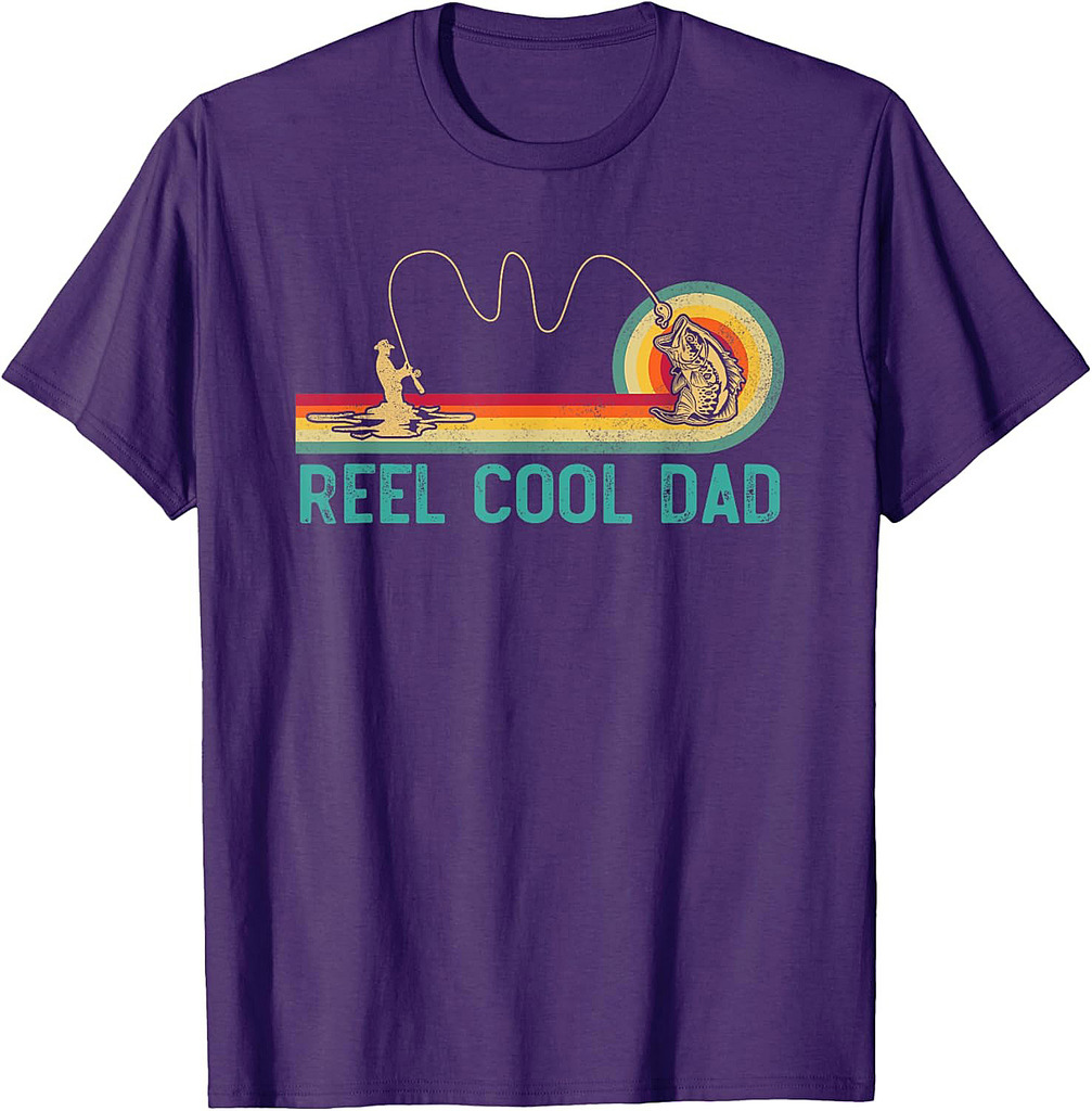 Reel Cool Dad Vintage Retro Fishing Funny Fisherman Dad T-Shirt