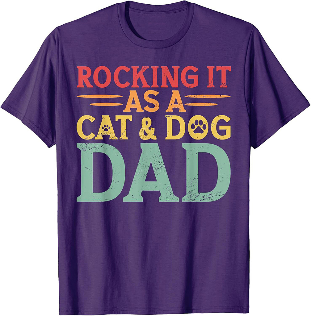 Cat And Dog Dad Fur Dad Father's Day T-Shirt