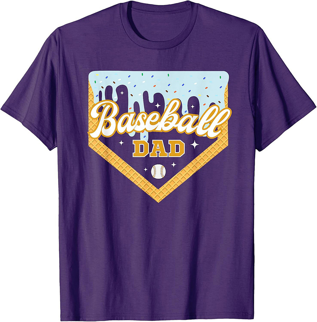 Baseball DAD Home Plate Ice Cream Drip Father's Day Daddy T-Shirt