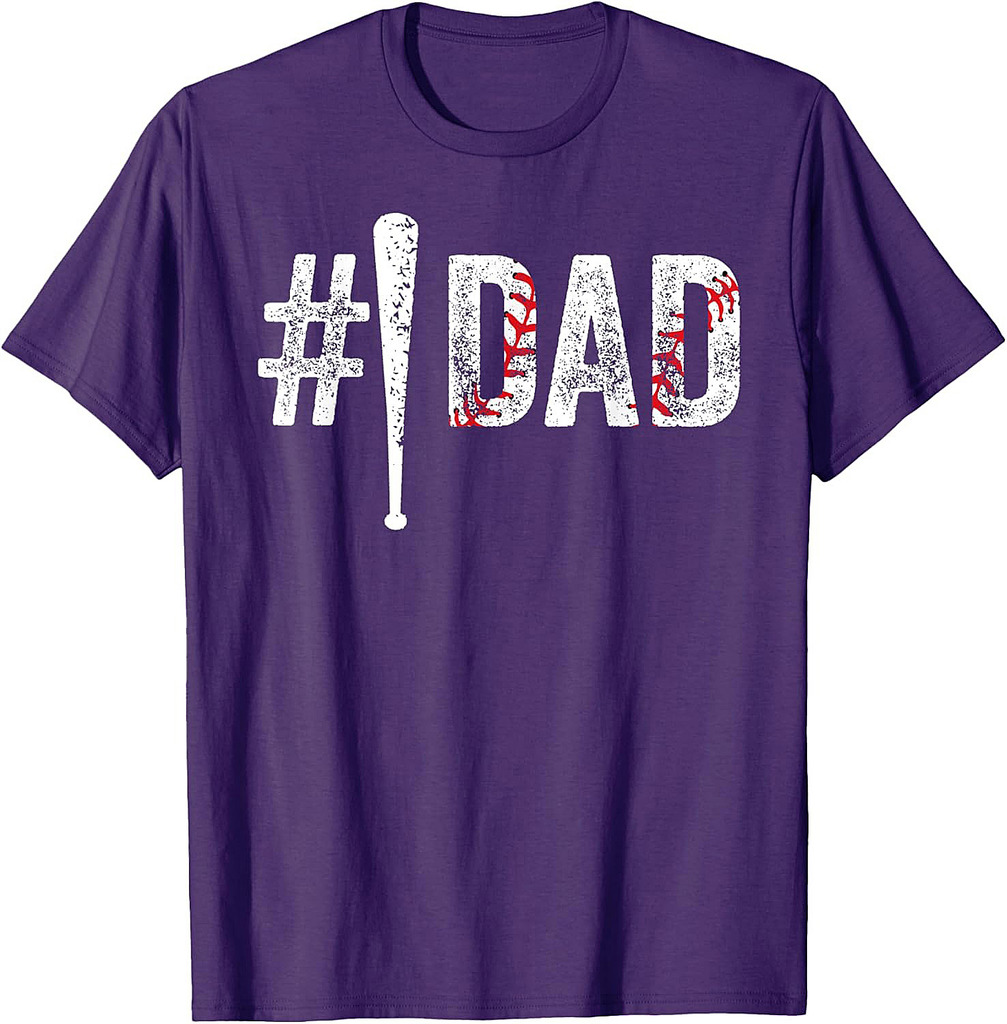 Number One Baseball Dad for Fathers Day #1 Daddy Funny T-Shirt
