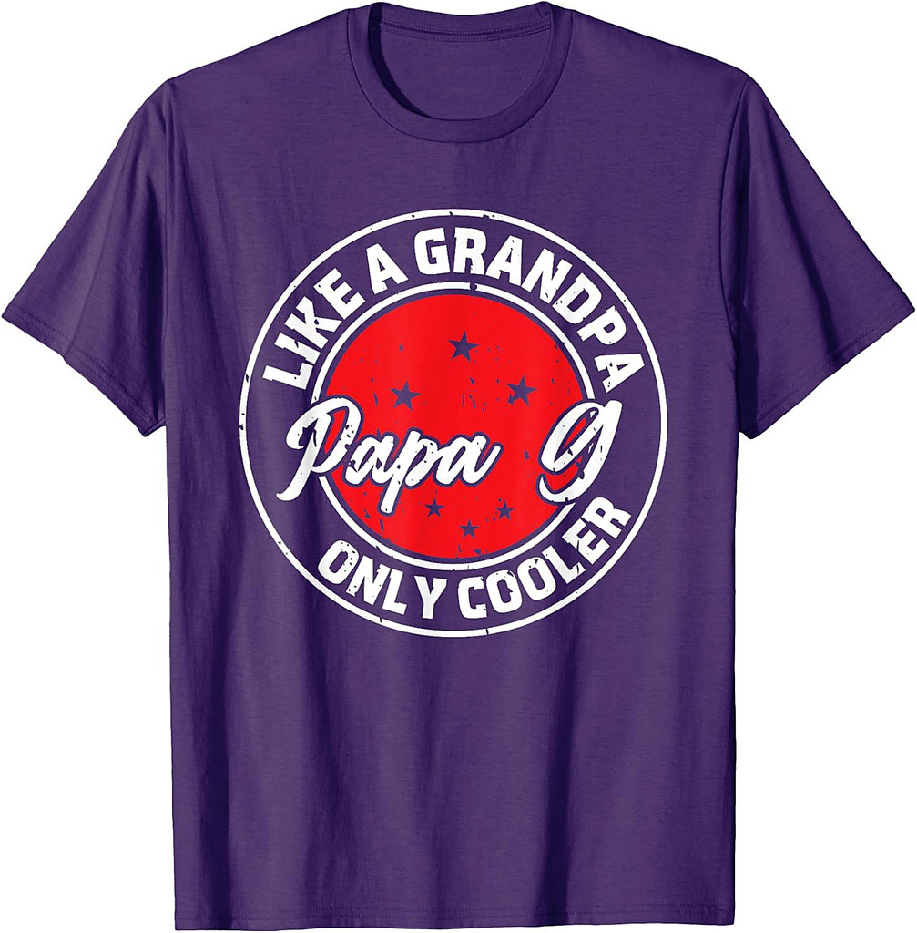 Papa G Like A Grandpa Only Cooler Retro Men Father's Day T-Shirt