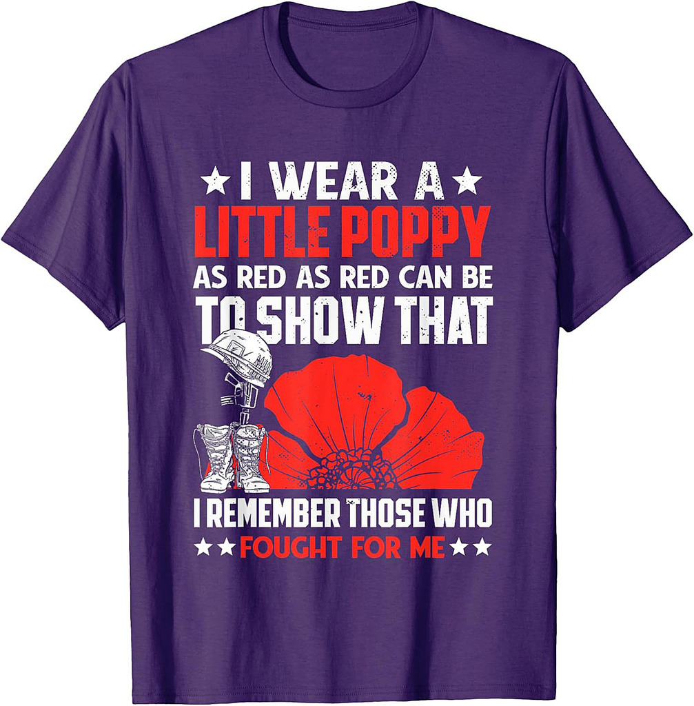 Veterans Day USA Memorial Lest We Forget Red Poppy Flower T-Shirt
