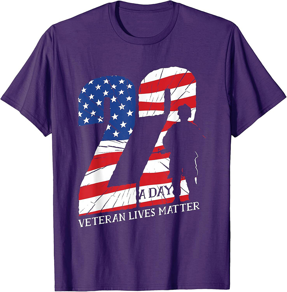 22 A Day Veteran Lives Matter Shirt Veteran PTSD Awareness T-Shirt