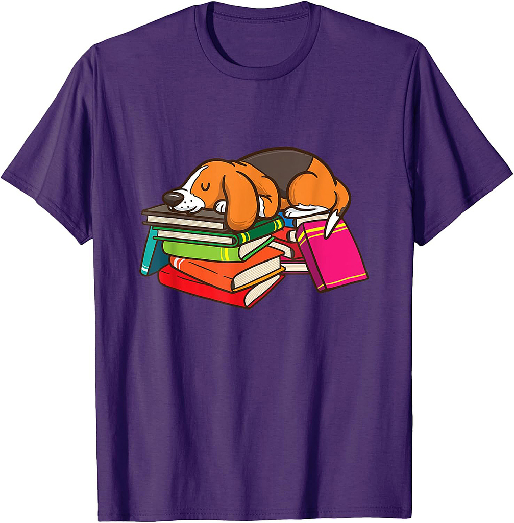 Cute Beagle Book Reading Lovers Gift Bookworm Girls Teachers T-Shirt