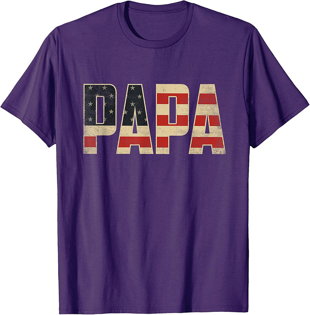 Papa Bold Patriotic American Flag Father’s Day Papa T-Shirt