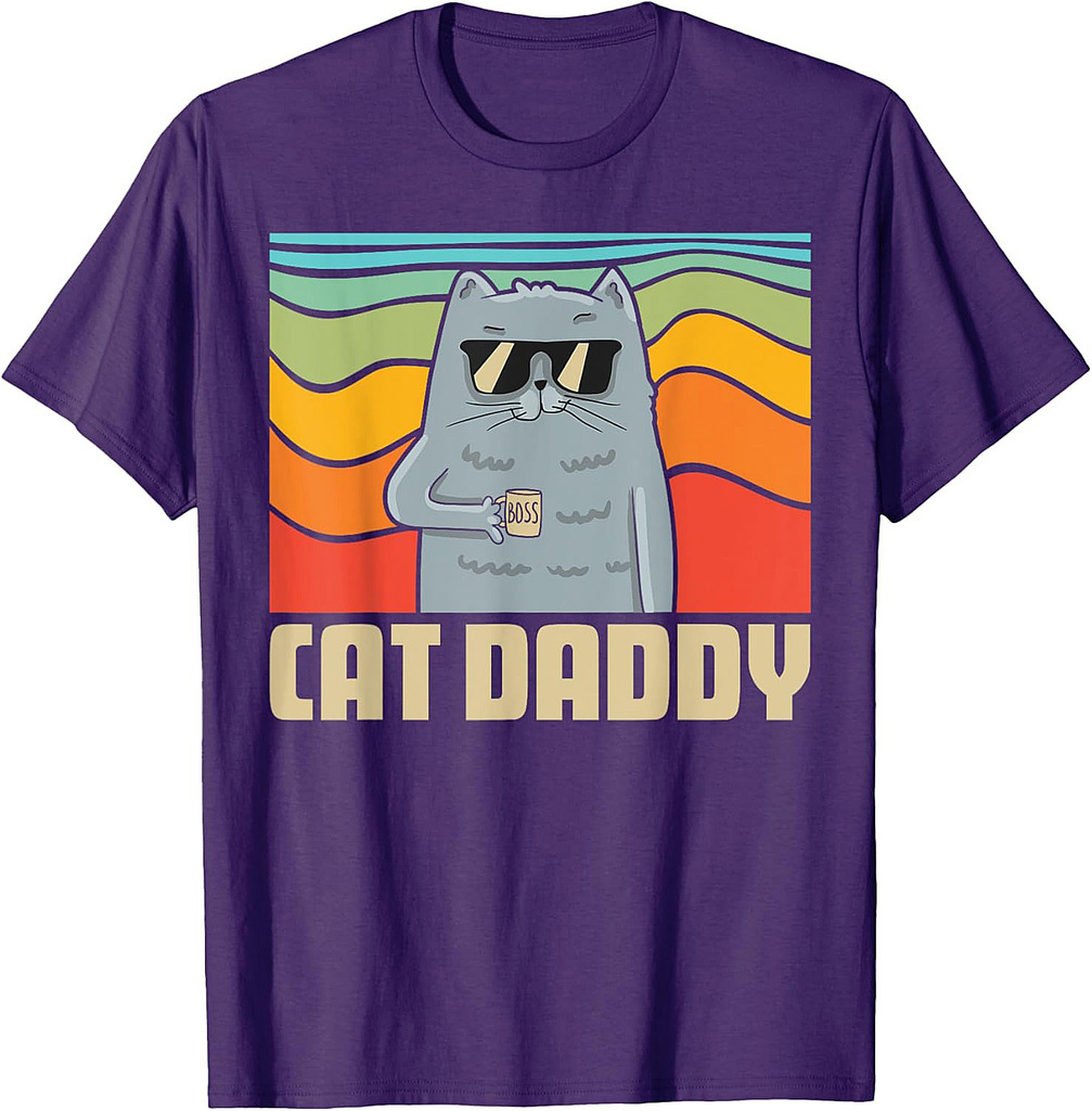 Cat Daddy Father's Day Best Dad Ever Retro Vintage Men Funny T-Shirt