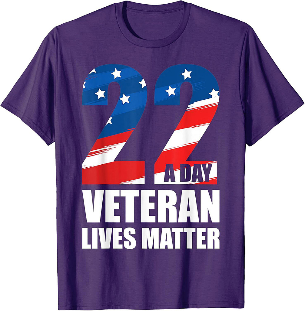 22 A Day Veteran Lives Matter US Veterans PTSD Awareness T-Shirt